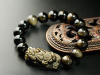 黑曜石貔貅手链带法