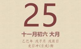 今日老黄历(2025年12月25日)：黄历宜忌、财神方位、特吉生肖、打麻将财位